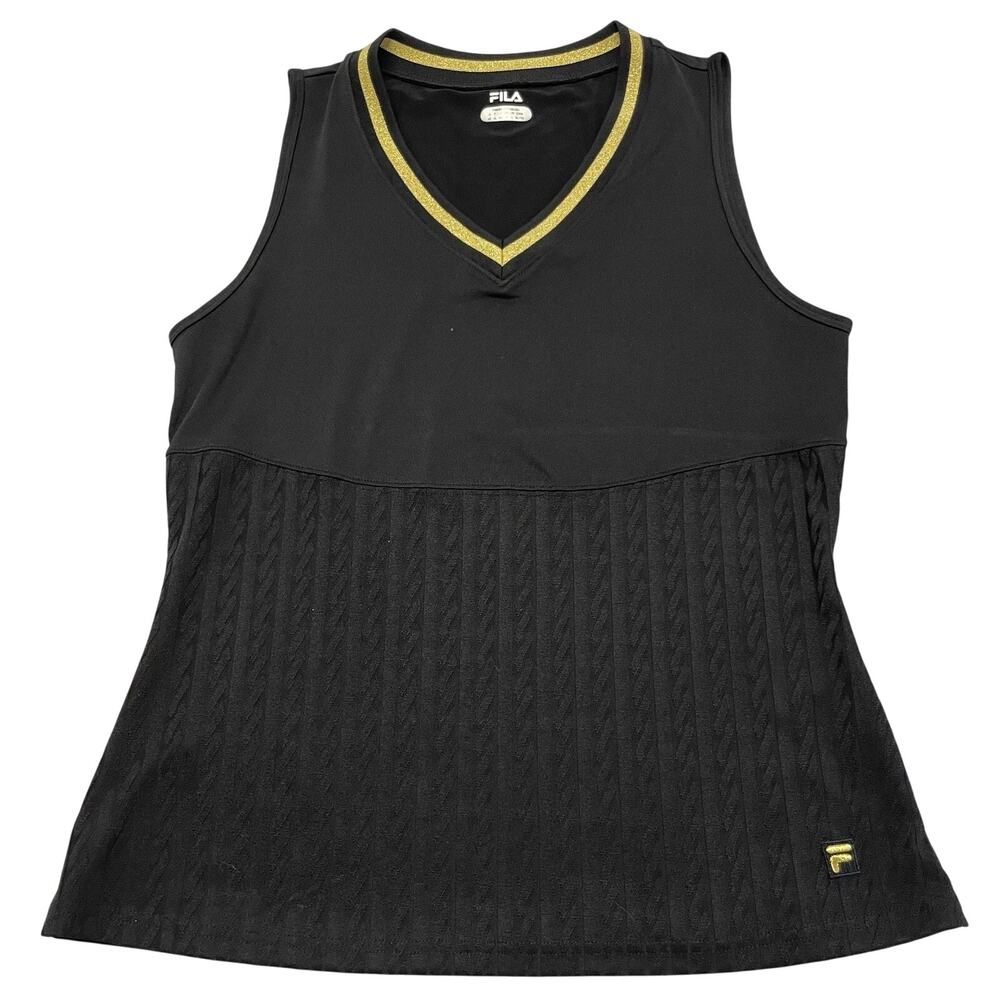 Women's Fila Collezione V-neck Tank Size XL Black Gold